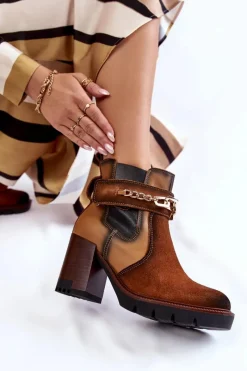 Hot Damskie Skórzane Botki 05781-29 Rude Damskie Botki Maciejka|Damskie Trapery