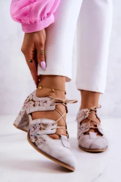 Best Maciejka Damskie Skórzane Botki 05328-04 Beżowe