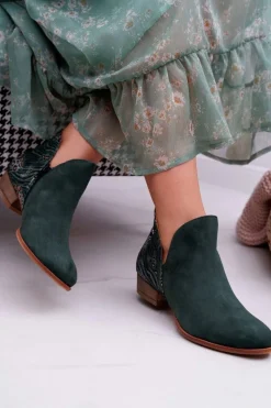 Outlet Maciejka Damskie Skórzane Botki Zielone 04091-19