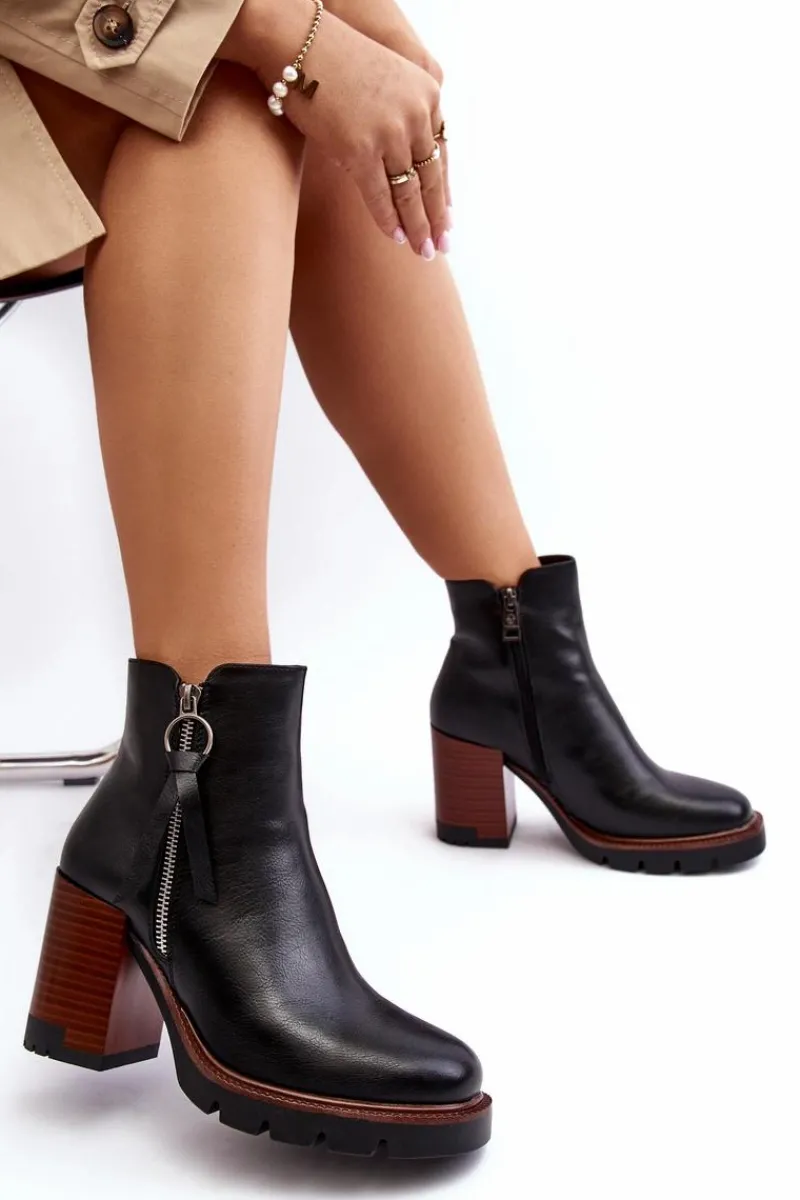 Botki Na Słupku|Czarne Botki>Buty damskie Vinceza Damskie Skórzane Botki Na Słupku Czarne Brittney