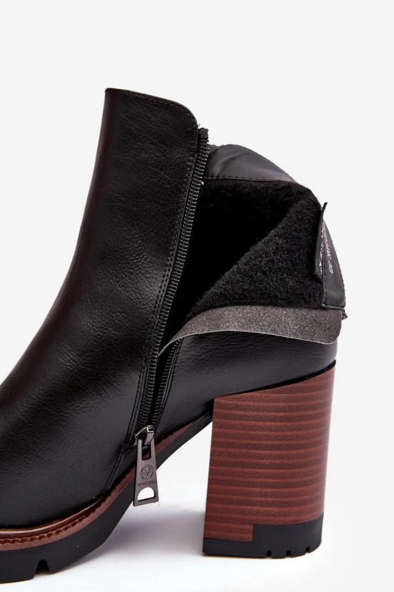 Botki Na Słupku|Czarne Botki>Buty damskie Vinceza Damskie Skórzane Botki Na Słupku Czarne Brittney