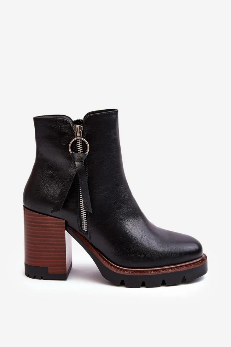 Botki Na Słupku|Czarne Botki>Buty damskie Vinceza Damskie Skórzane Botki Na Słupku Czarne Brittney