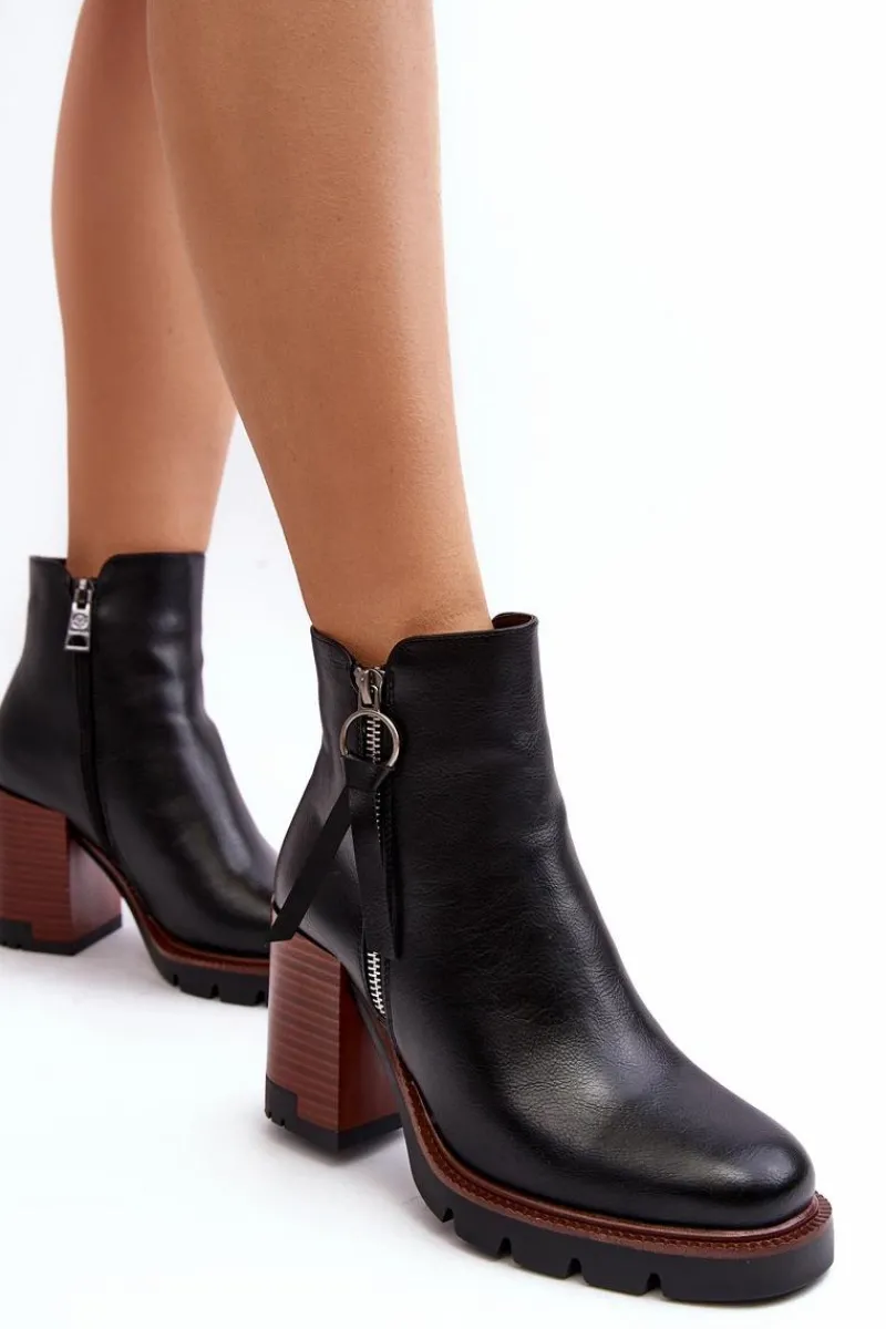 Botki Na Słupku|Czarne Botki>Buty damskie Vinceza Damskie Skórzane Botki Na Słupku Czarne Brittney