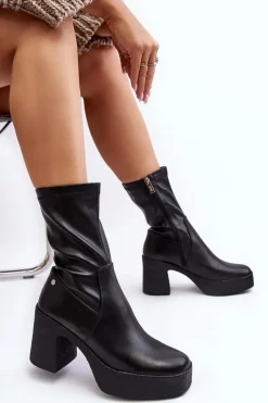 Botki Skórzane|Czarne Botki><noscript><img width=