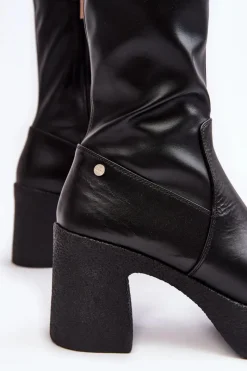 Botki Skórzane|Czarne Botki><noscript><img width=