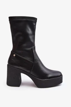 Botki Skórzane|Czarne Botki><noscript><img width=