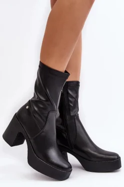 Botki Skórzane|Czarne Botki><noscript><img width=