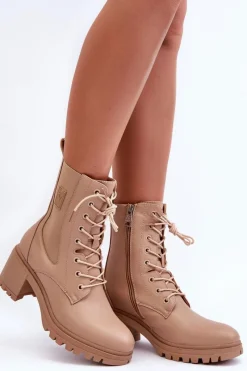 Brązowe I Beżowe Botki|Botki Na Obcasie><noscript><img width=