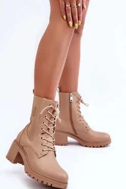 Brązowe I Beżowe Botki|Botki Na Obcasie><noscript><img width=