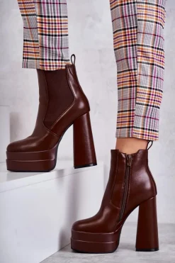 Botki Na Słupku|Brązowe I Beżowe Botki><noscript><img width=