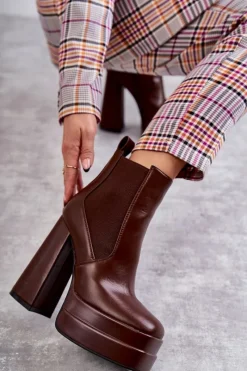 Botki Na Słupku|Brązowe I Beżowe Botki><noscript><img width=