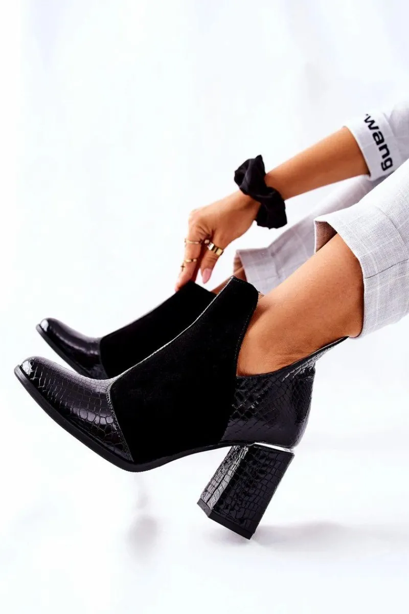 Best Damskie Skórzane Botki Na Słupku Czarne I Wish Damskie Botki Na Słupku|Czarne Botki