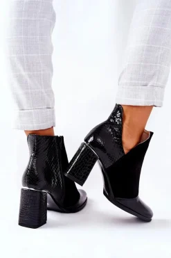 Best Damskie Skórzane Botki Na Słupku Czarne I Wish Damskie Botki Na Słupku|Czarne Botki