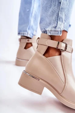 Brązowe I Beżowe Botki|Botki Płaskie><noscript><img width=