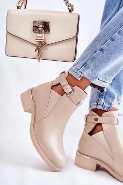 Brązowe I Beżowe Botki|Botki Płaskie><noscript><img width=