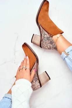 Botki Wiosenne|Botki Maciejka>Maciejka Damskie Skórzane Botki Na Słupku Rude 04492-29