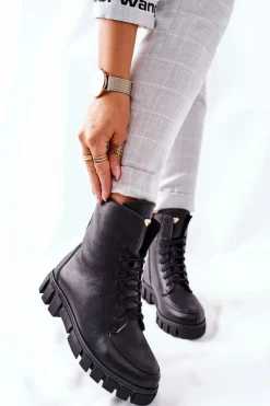 Botki Sznurowane|Czarne Botki><noscript><img width=