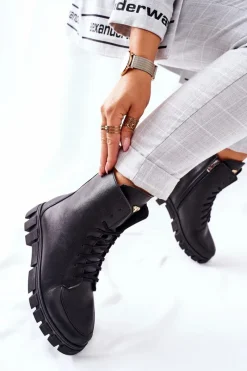 Botki Sznurowane|Czarne Botki><noscript><img width=