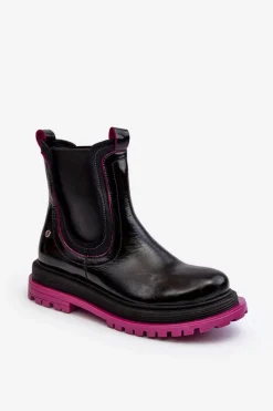 Clearance Damskie Skórzane Botki Sztyblety 06199 Czarne Damskie Botki Maciejka|Botki Skórzane