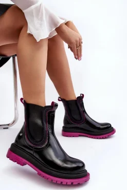 Clearance Damskie Skórzane Botki Sztyblety 06199 Czarne Damskie Botki Maciejka|Botki Skórzane