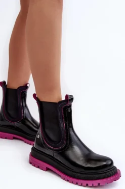 Clearance Damskie Skórzane Botki Sztyblety 06199 Czarne Damskie Botki Maciejka|Botki Skórzane