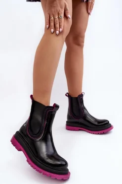 Clearance Damskie Skórzane Botki Sztyblety 06199 Czarne Damskie Botki Maciejka|Botki Skórzane