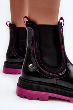 Clearance Damskie Skórzane Botki Sztyblety 06199 Czarne Damskie Botki Maciejka|Botki Skórzane