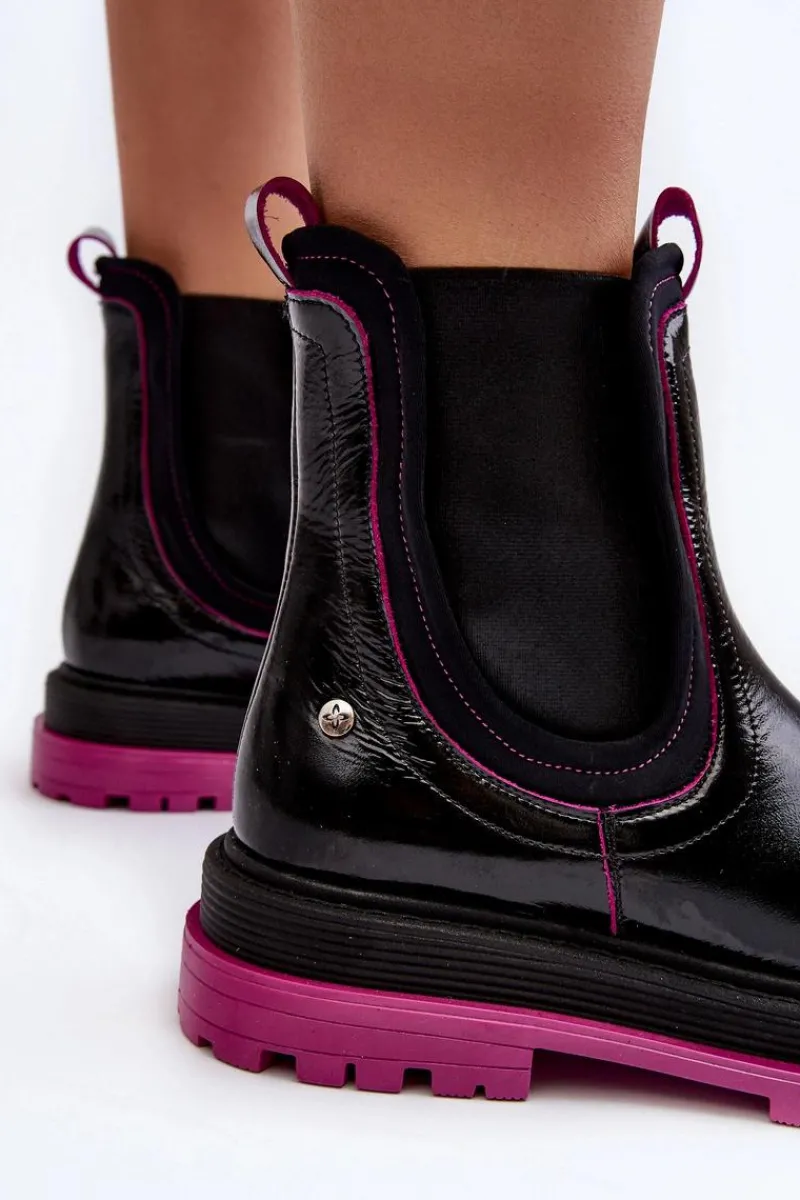 Clearance Damskie Skórzane Botki Sztyblety 06199 Czarne Damskie Botki Maciejka|Botki Skórzane