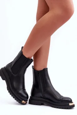 Clearance Boto Damskie Skórzane Botki Sztyblety Czarne Nialee