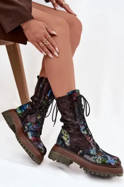 Hot Maciejka Damskie Skórzane Botki Workery 06203-39 Multikolor Wielokolorowy