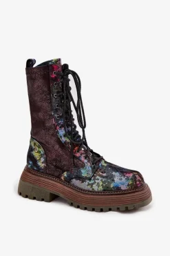 Hot Maciejka Damskie Skórzane Botki Workery 06203-39 Multikolor Wielokolorowy