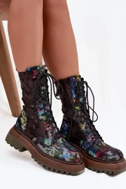 Hot Maciejka Damskie Skórzane Botki Workery 06203-39 Multikolor Wielokolorowy