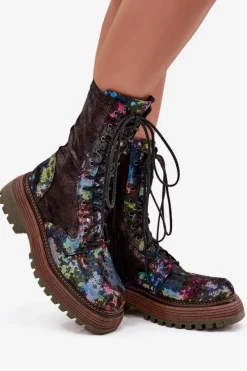 Hot Maciejka Damskie Skórzane Botki Workery 06203-39 Multikolor Wielokolorowy