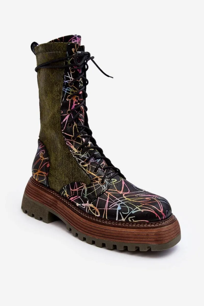 Best Maciejka Damskie Skórzane Botki Workery 06203-09 Multikolor