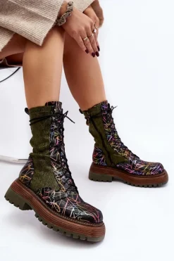 Best Maciejka Damskie Skórzane Botki Workery 06203-09 Multikolor