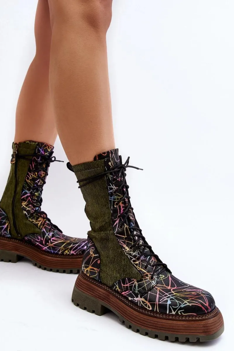 Best Maciejka Damskie Skórzane Botki Workery 06203-09 Multikolor