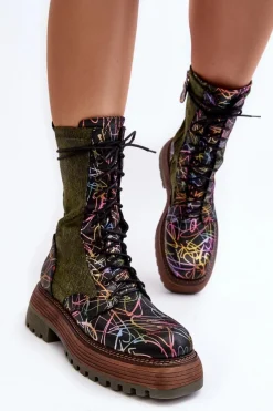 Best Maciejka Damskie Skórzane Botki Workery 06203-09 Multikolor