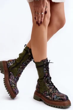 Best Maciejka Damskie Skórzane Botki Workery 06203-09 Multikolor