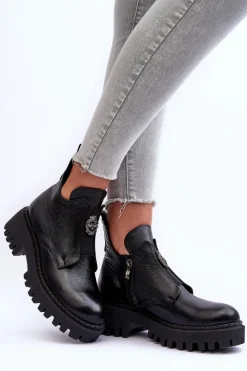 Czarne Botki|Botki Zimowe Damskie><noscript><img width=