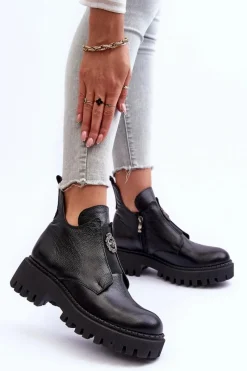 Czarne Botki|Botki Zimowe Damskie><noscript><img width=