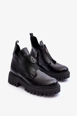 Czarne Botki|Botki Zimowe Damskie><noscript><img width=