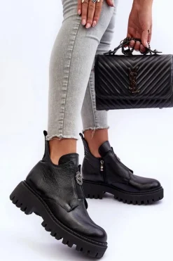 Czarne Botki|Botki Zimowe Damskie><noscript><img width=