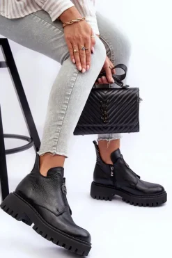 Czarne Botki|Botki Zimowe Damskie><noscript><img width=