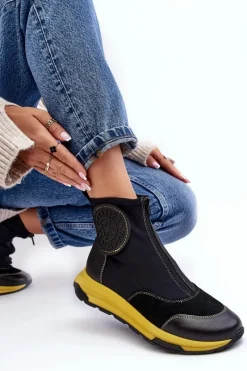 Clearance Damskie Skórzane Botki Z Suwakiem 06297-01 Czarne Damskie Botki Maciejka|Botki Skórzane