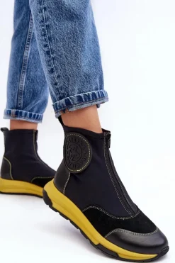 Clearance Damskie Skórzane Botki Z Suwakiem 06297-01 Czarne Damskie Botki Maciejka|Botki Skórzane