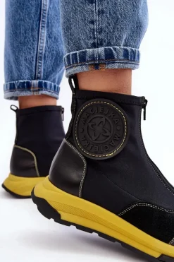 Clearance Damskie Skórzane Botki Z Suwakiem 06297-01 Czarne Damskie Botki Maciejka|Botki Skórzane