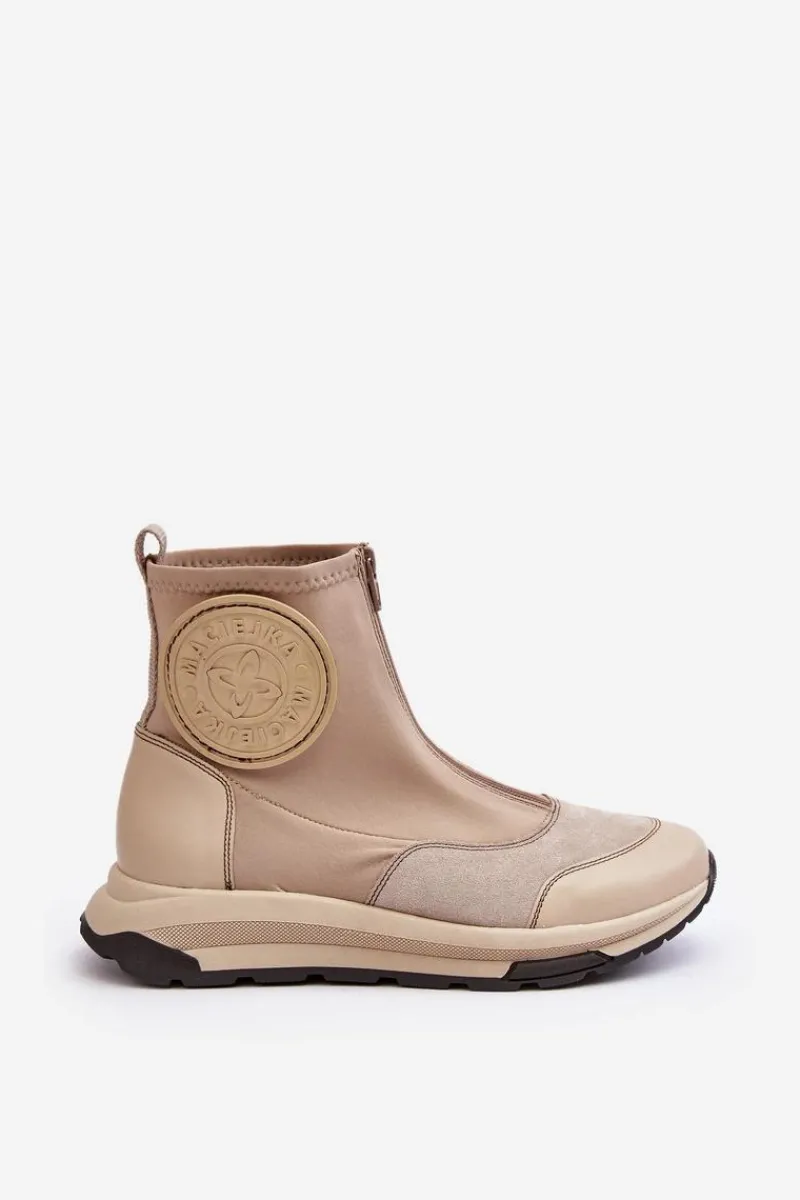 Botki Maciejka|Botki Skórzane>Maciejka Damskie Skórzane Botki Z Suwakiem 06297-22 Beżowe Beżowy