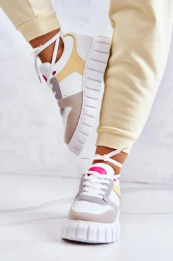 Online Damskie Skórzane Buty Sportowe Biało-Beżowe Florentine Damskie Sneakersy Damskie