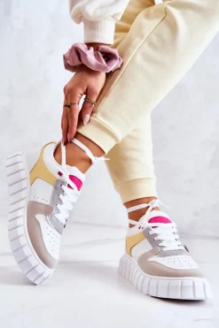 Online Damskie Skórzane Buty Sportowe Biało-Beżowe Florentine Damskie Sneakersy Damskie