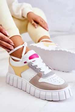 Online Damskie Skórzane Buty Sportowe Biało-Beżowe Florentine Damskie Sneakersy Damskie